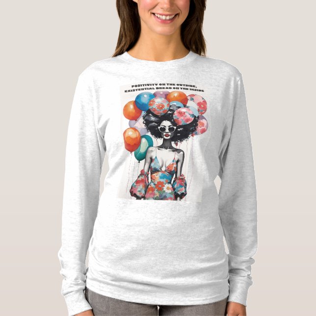 Camiseta Positividad En El Exterior - Divertido (Anverso)