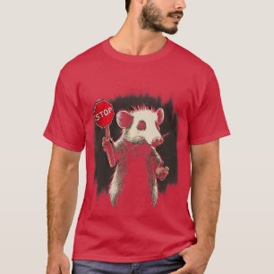 Camiseta Possum Stop Opossum sosteniendo un Rótulo de parad