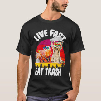 Camiseta Possum Y Raccoon Live Fast Eat Trash Classic TSh