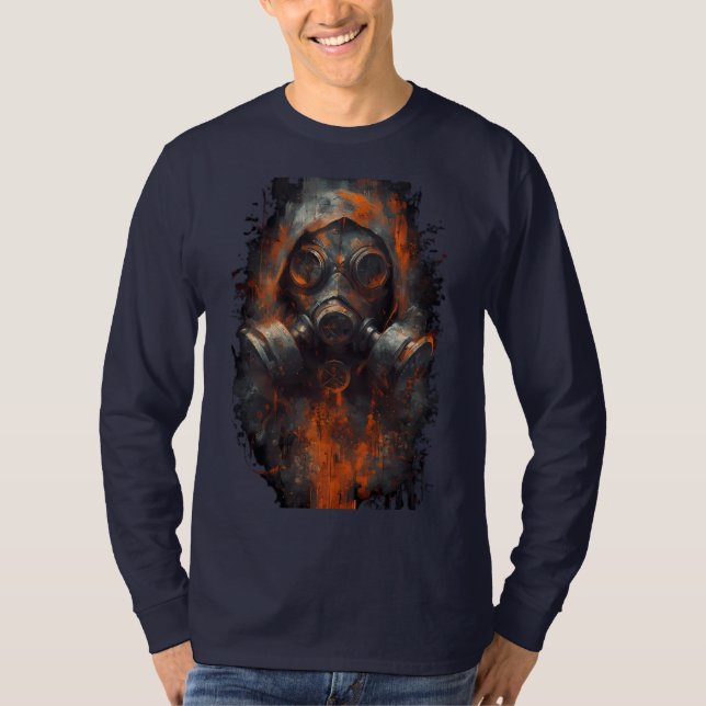 Camiseta Post-Apocalyptic Gas Mask Industrial Long Sleeve (Anverso)