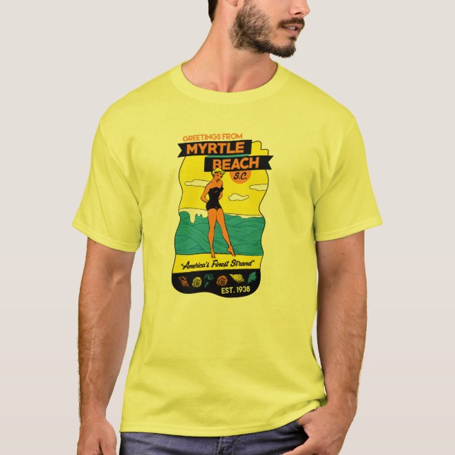 Camiseta Postal del Viejo-School Myrtle Beach (Anverso)