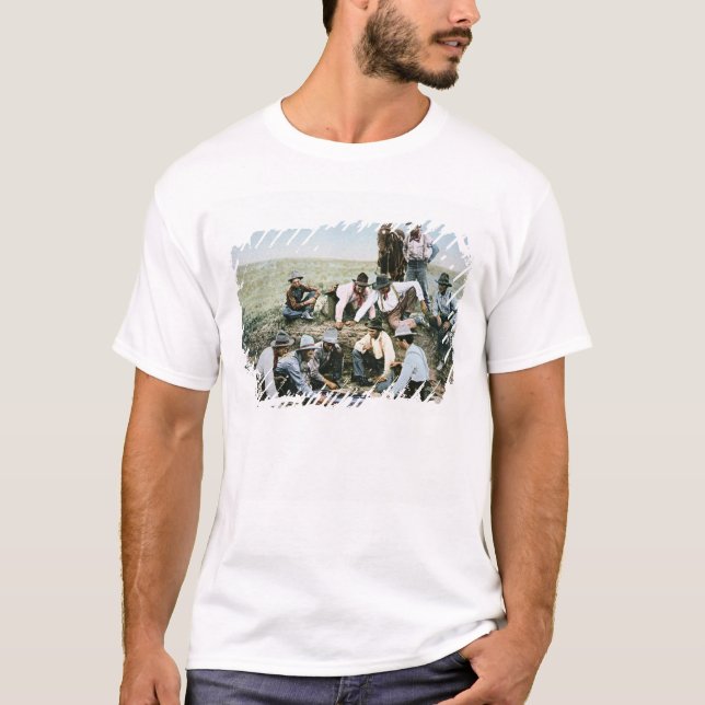 Camiseta Postal que representa a los vaqueros que juegan (Anverso)