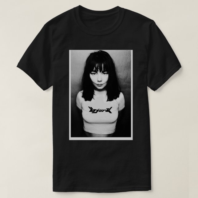 Camiseta Postales de Björk Blanco Negro de los años 90 (Diseño del anverso)