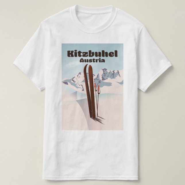 Camiseta poster austriaco de esquí kitzbuhel (Diseño del anverso)