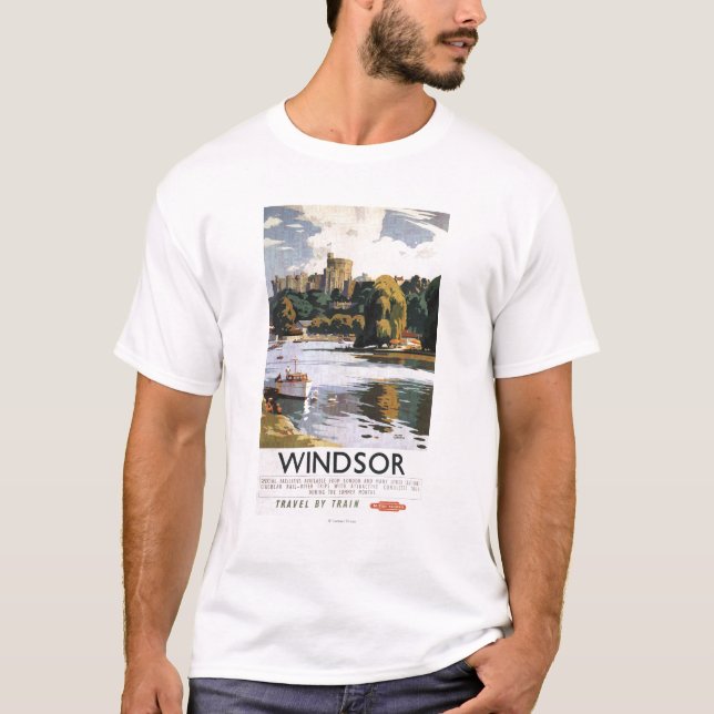 Camiseta Poster británico de Thames del castillo de Windsor (Anverso)