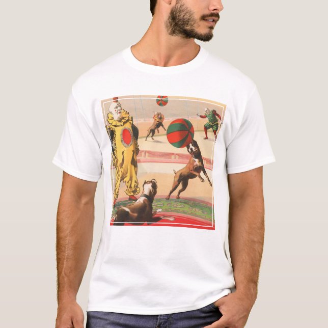 Camiseta Poster Circus Mostrando Payasos Con Perros Interpr (Anverso)