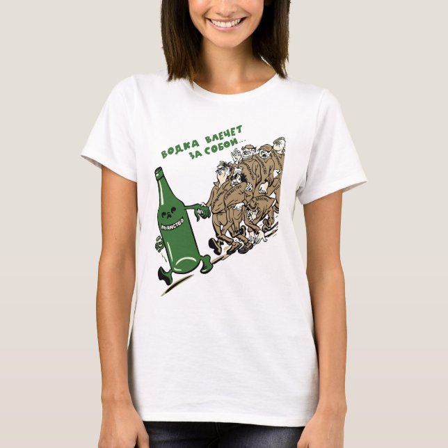 Camiseta Poster comunista de Rusia del Anti-Alcohol (Anverso)