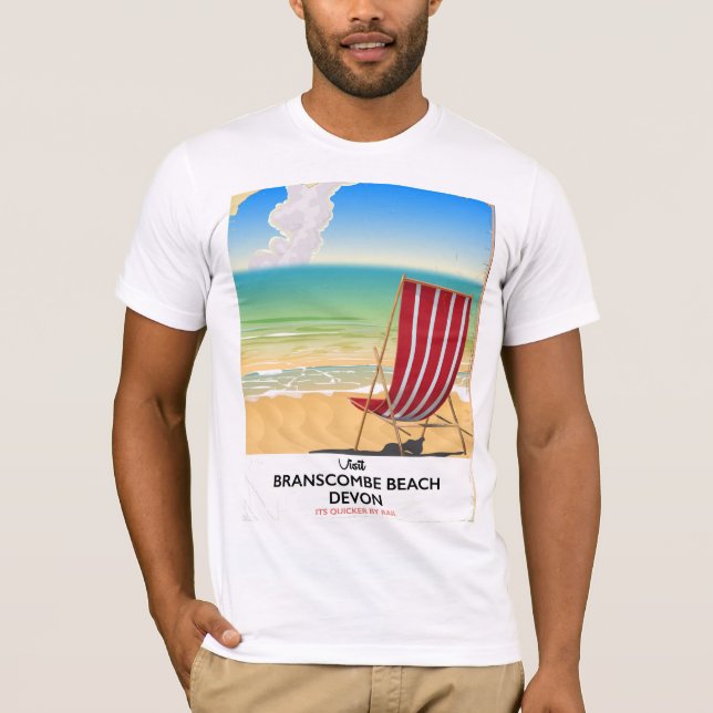 Camiseta Poster costero de Branscombe Beach Devon (Anverso)