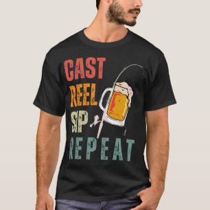 Camiseta Póster de arte de línea monocroma de Pescar en The