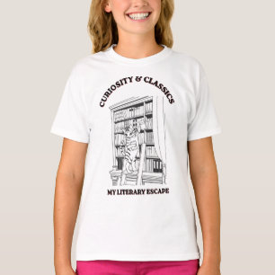 Camiseta Póster de arte estético de bibliotecaria con gato