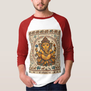 Camiseta Póster de Arte Warli Shri Ganeshaya Namah - Señor
