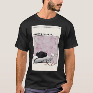 Camiseta Póster de Carrie Fisher Bebiendo con Deseo