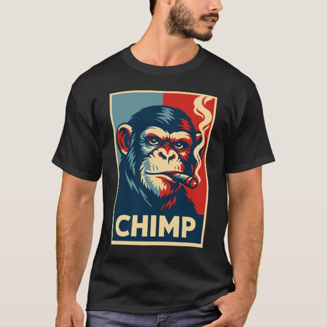 Camiseta Póster de chimpancé retro fumando puro (Anverso)