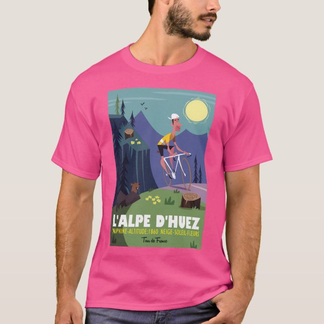 Camiseta Poster de Ciclismo de Alpe D'Huez (Anverso)