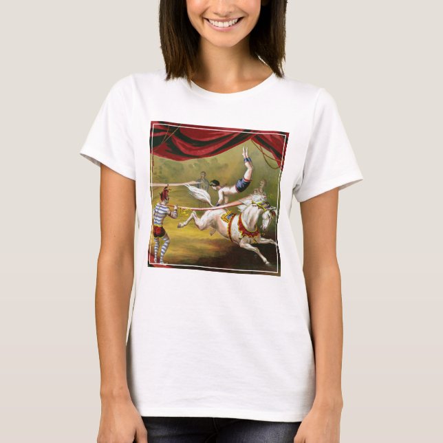 Camiseta Poster De Circo Con Acrobat Actuando A Caballo. (Anverso)
