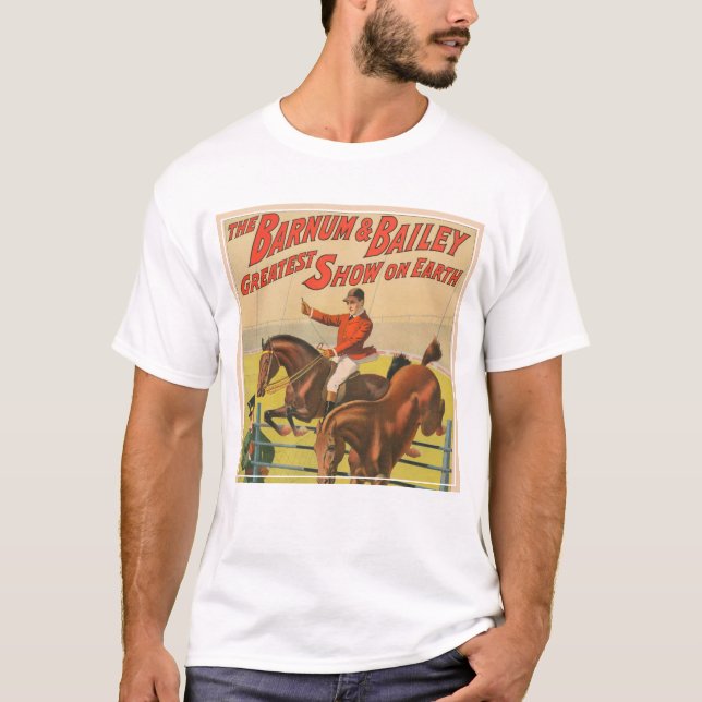 Camiseta Poster De Circo De 2 Ponis Saltando Sobre Un Obstá (Anverso)