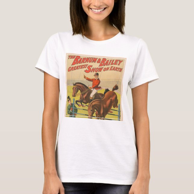 Camiseta Poster De Circo De 2 Ponis Saltando Sobre Un Obstá (Anverso)