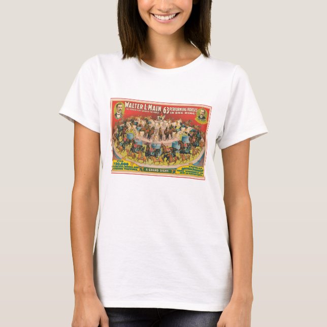 Camiseta Poster De Circo De 63 Caballos De Ejecución En Un  (Anverso)