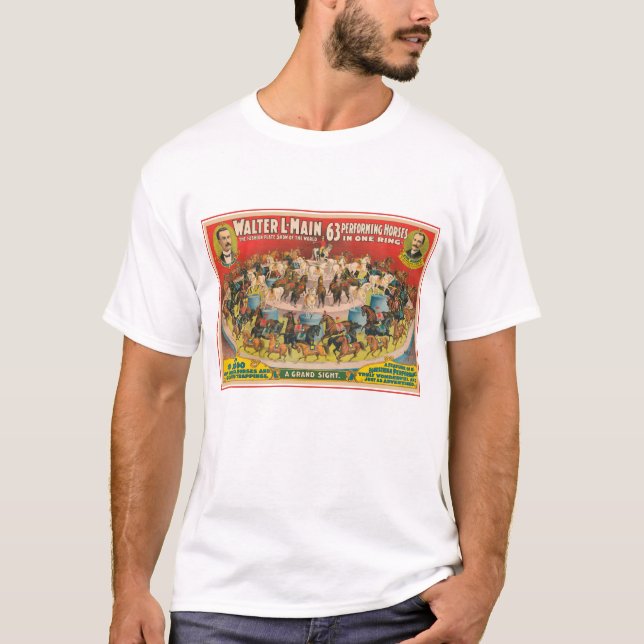 Camiseta Poster De Circo De 63 Caballos De Ejecución En Un  (Anverso)