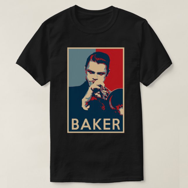 Camiseta Poster de esperanza de Chet Baker - Tamaños de his (Diseño del anverso)
