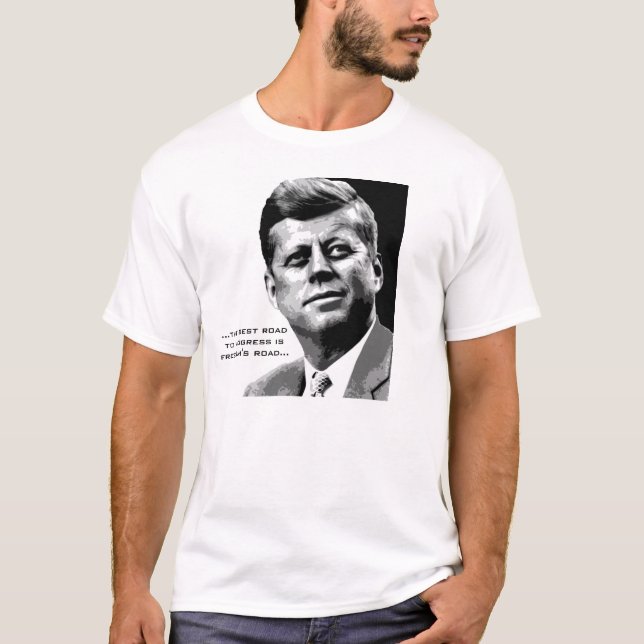 Camiseta Poster de esperanza JFK (blanco/negro) célebre cit (Anverso)