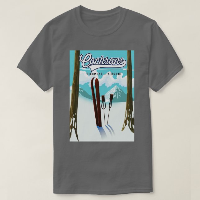 Camiseta Poster de esquí de Cochrans Richmond Vermont (Diseño del anverso)