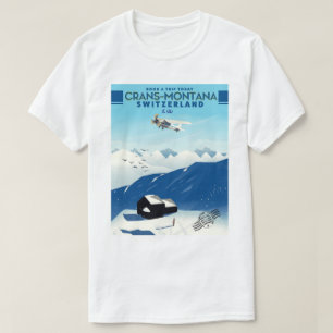 Camiseta poster de esquí de crans montana
