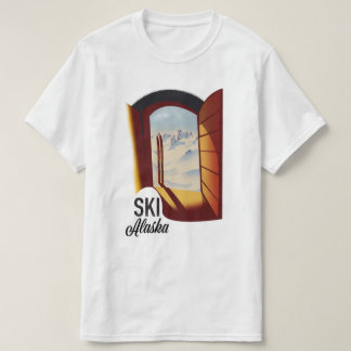 Camiseta Poster de esquí de estilo antiguo de Alaska