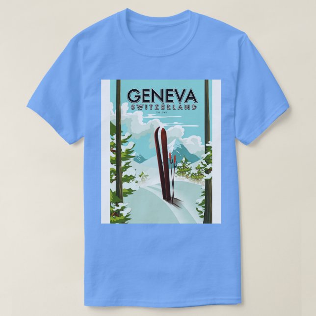 Camiseta Poster de esquí de Ginebra Suiza (Diseño del anverso)