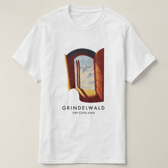 Camiseta Poster de esquí de Grindelwald Suiza (Diseño del anverso)
