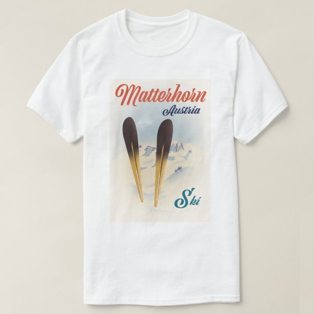 Camiseta Poster de esquí de Matterhorn Austria. (Diseño del anverso)