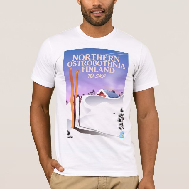Camiseta Poster de esquí de Ostrobothnia Finlandia del Nort (Anverso)