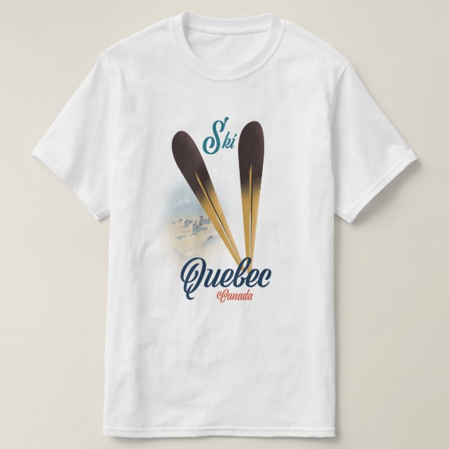 Camiseta Póster de esquí de Quebec Canadá (Diseño del anverso)