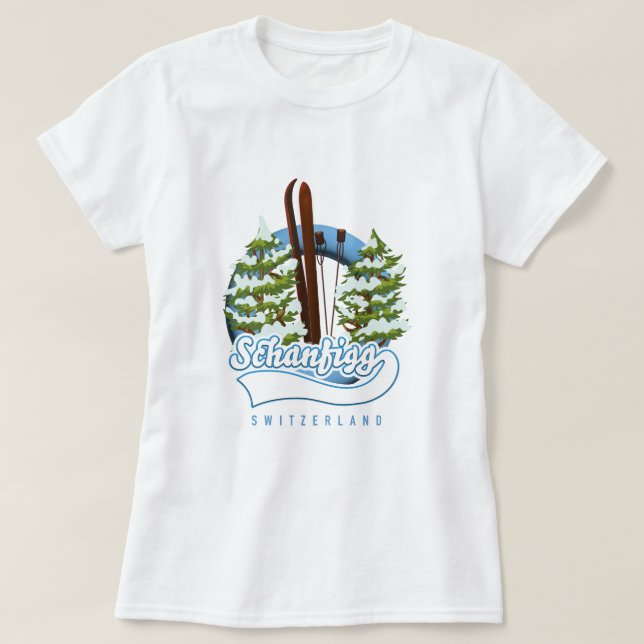 Camiseta Poster de esquí de Schanfigg Suiza (Diseño del anverso)