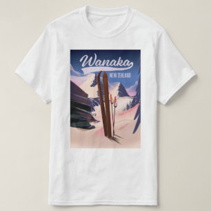 Camiseta Poster de esquí de Wanaka Nueva Zelanda