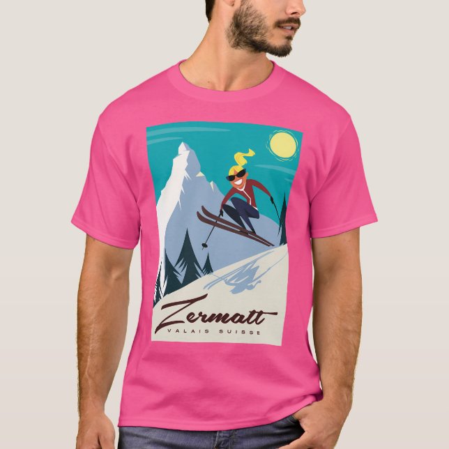 Camiseta Poster de esquí de Zermatt (Anverso)