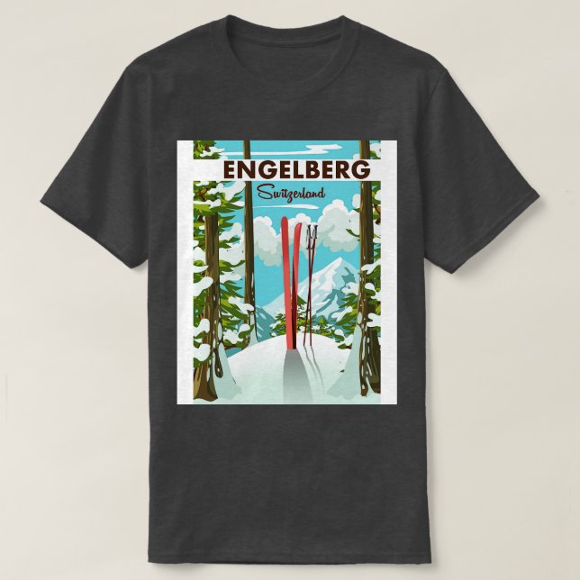 Camiseta Poster de esquí Engelberg Suiza (Diseño del anverso)