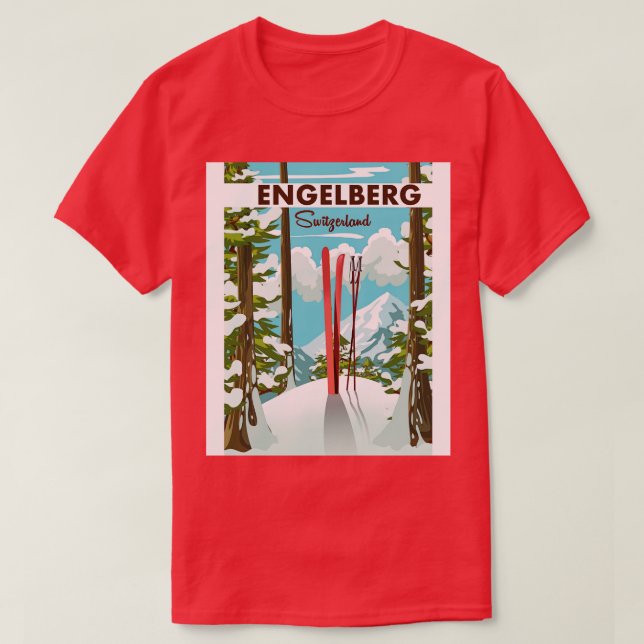 Camiseta Poster de esquí Engelberg Suiza (Diseño del anverso)