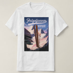 Camiseta Poster de esquí Folgefonna norway.