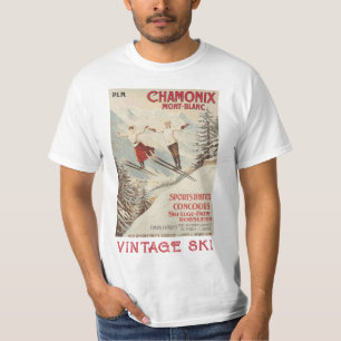 Camiseta Poster de esquí francés Chamonix Mont Blanc Vintag