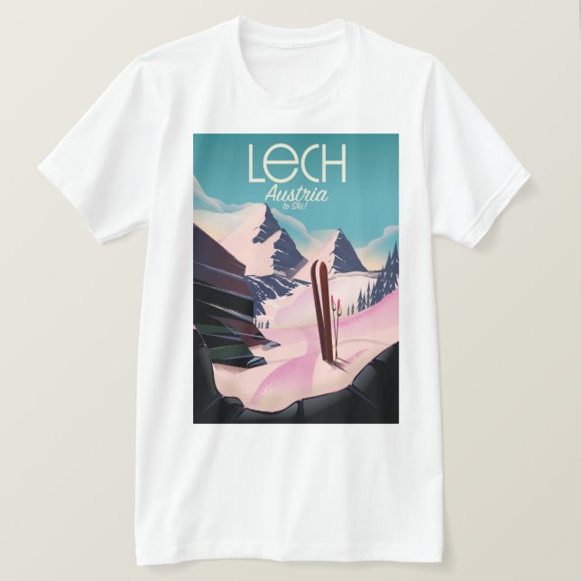 Camiseta Póster de esquí Lech Austria. (Anverso del diseño)