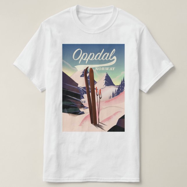 Camiseta Poster de esquí Oppdal norway. (Diseño del anverso)