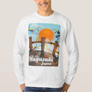 Camiseta Póster de flor japonesa de Nagasaki.