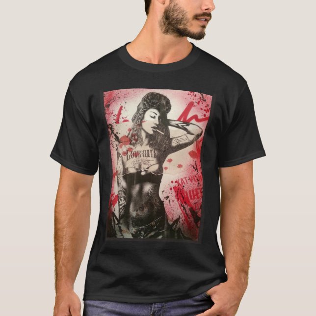 Camiseta Poster de graffiti mujer fumando cigarrillo hombre (Anverso)