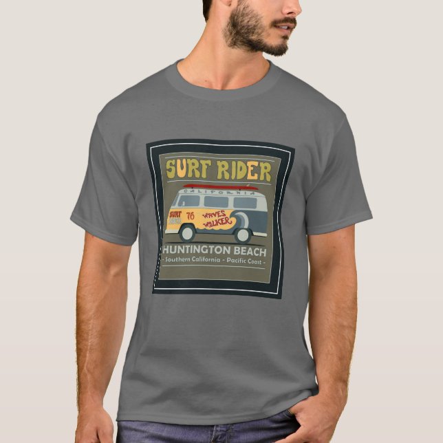 Camiseta Poster de Huntington Beach del jinete de la resaca (Anverso)