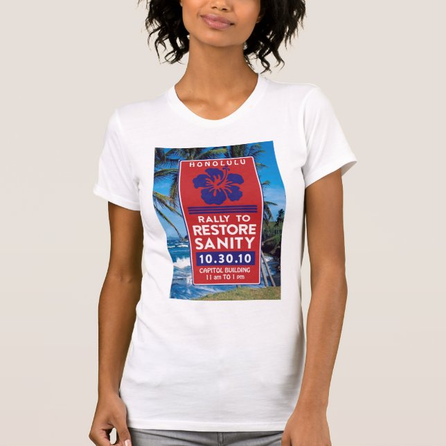 Camiseta Poster de la cordura con la playa (Anverso)
