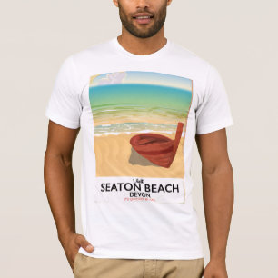 Camiseta Poster de la playa del vintage de Devon de la