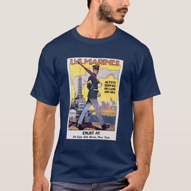 Camiseta POSTER de la Primera Guerra Mundial de los Marines (Anverso)