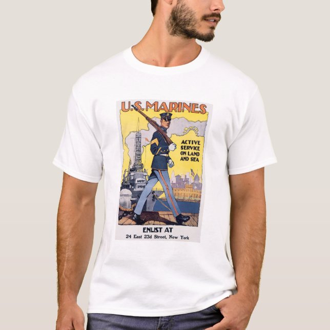Camiseta POSTER de la Primera Guerra Mundial de los Marines (Anverso)