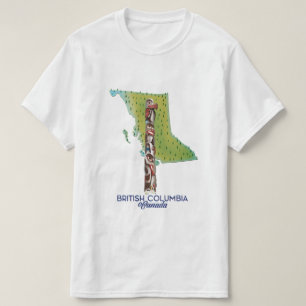 Camiseta Póster de mapa de Columbia Británica Canadá.
